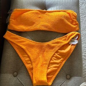 NWT Ardene Swim Bright Orange Textured Bikini Set
